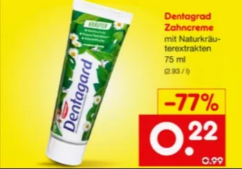 Dentagard Kräuter Zahnpasta 75ml für 0,22€ [NETTO MD]