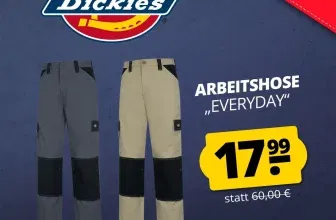Dickies Everyday Trouser Herren Arbeitshose (2 Farben, Gr. W26/L32 bis W44/L32) für 22,94 € inkl. Versand