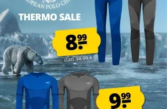 EUROPEAN POLO CHAMP Herren Thermo Langarmshirt 9,99 € oder Thermo Hose 9,99 € (2 Farben, Gr. M bis 2XL) zzgl. Versand