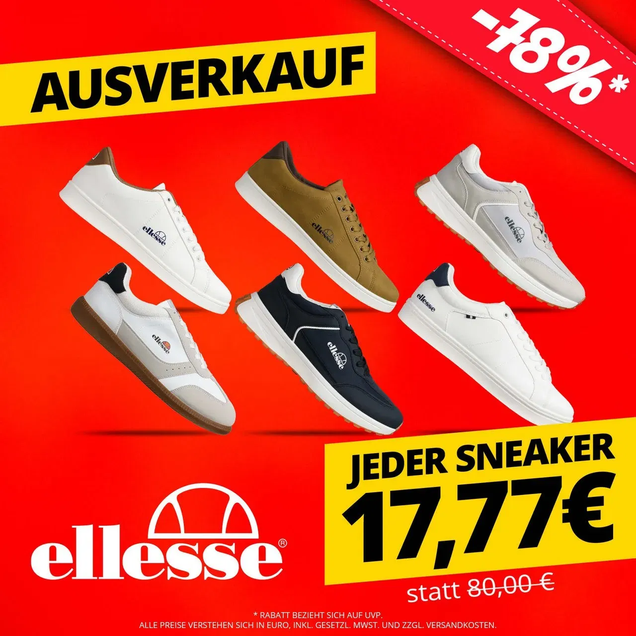 Ellesse Defender Herren Sneaker (10 Styles, Gr. 40 bis 43) für 22,72 € inkl. Versand