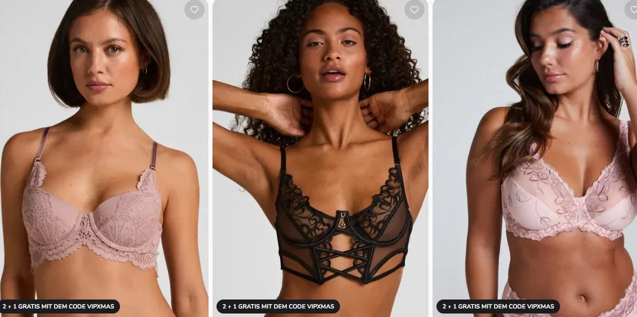 VIPXMAS: 2+1 Aktion bei Hunkemöller – günstige  Dessous und mehr
