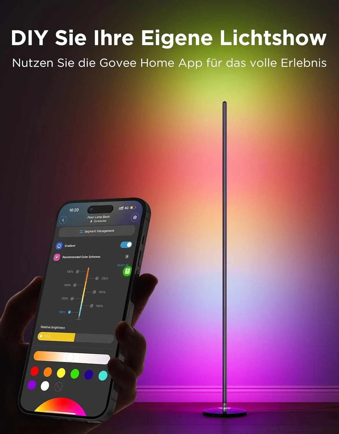 Govee RGBIC LED Stehlampe Wohnzimmer WiFi Stehlampe Dimmbar Arbeiten Sie mit Alexa und Matter 16 Millionen Farben 85 B09TZZXSK2 2