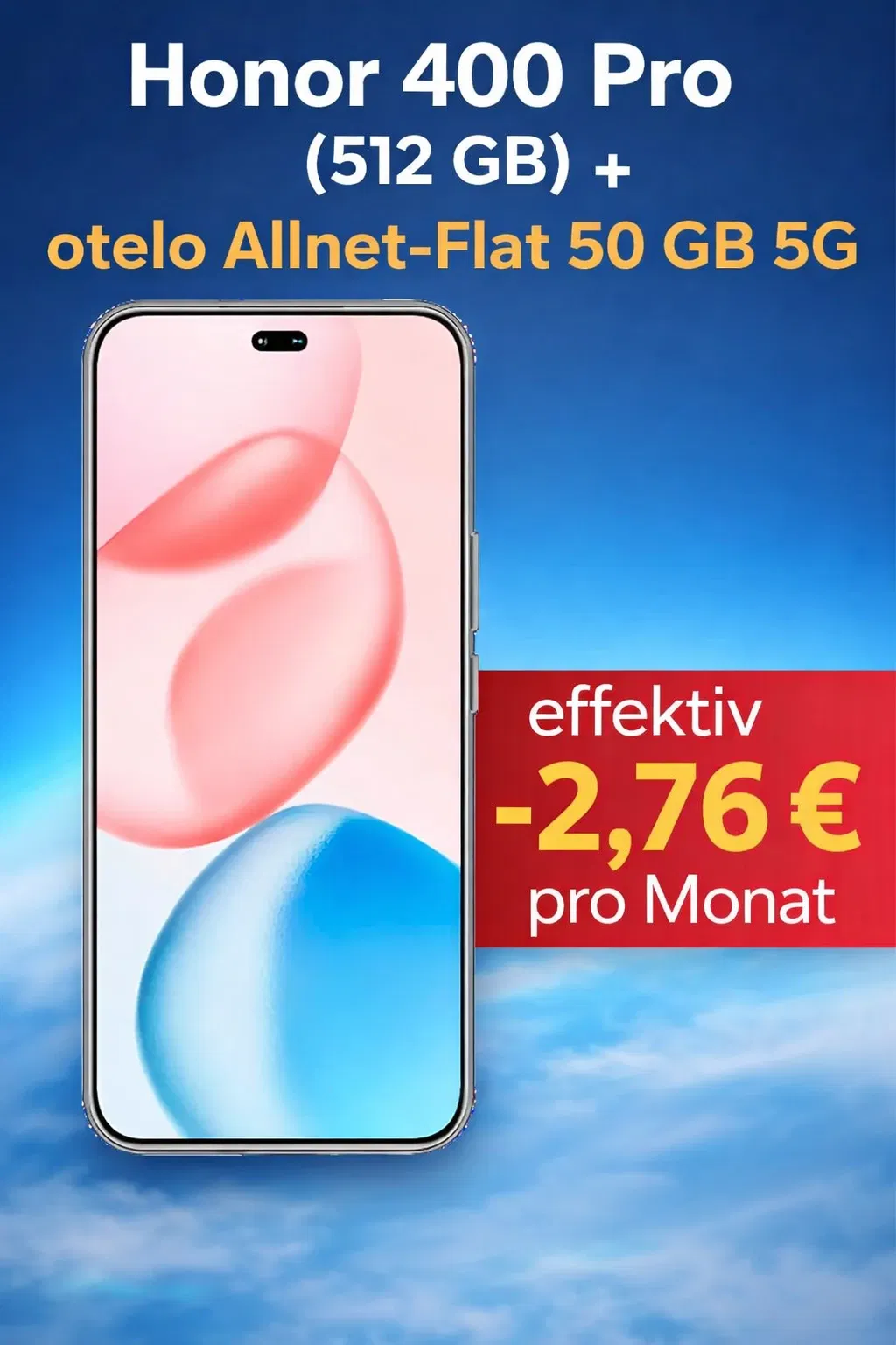Gomibo: Honor 400 Pro (512 GB) + otelo Allnet-Flat 50 GB 5G für 19,99 € / Monat + 1,00 € einmalig