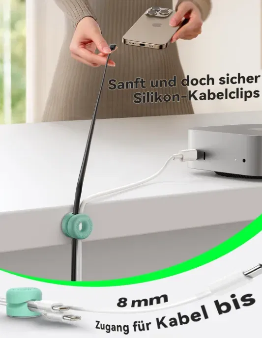 Schnäppchen, Deals Und Rabattcodes Des Tages - Joyroom 8 Stück Kabelhalter Silikon Kabelclips Schreibtisch Kabel Organizer Selbstklebend Kabelmanagement