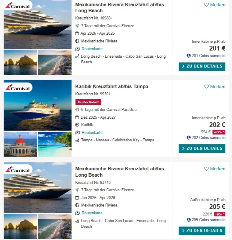 Schnäppchen, Deals Und Rabattcodes Des Tages - Kreuzfahrten Suchen Und Buchen