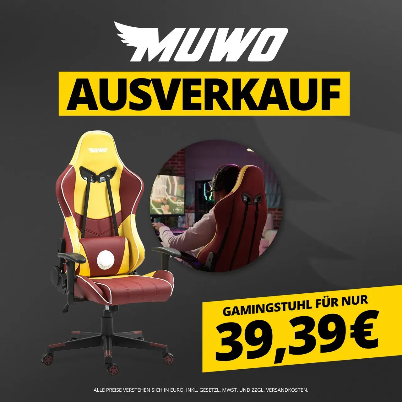 MUWO Hero E-Sports Gamingstuhl für 44,34 € inkl. Versand