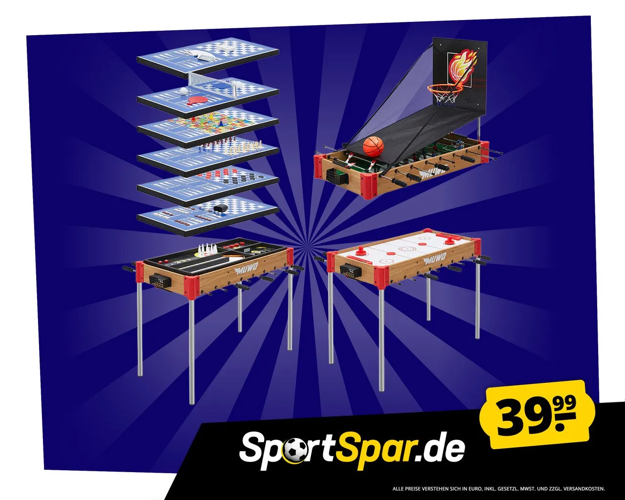 MUWO Masterplay 12-in-1 Multigame Spieletisch