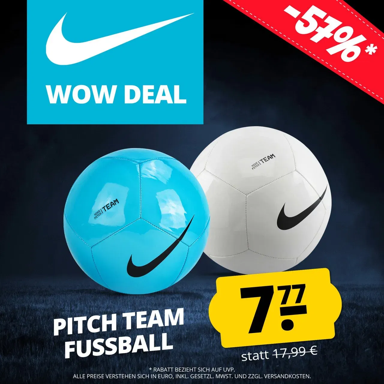 Nike Pitch Team Fußball (2 Farben) für 12,72 € inkl. Versand