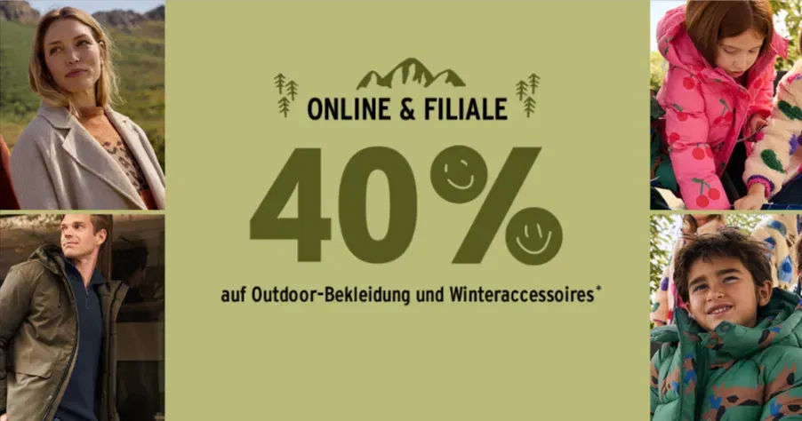 Ernsting’s family bietet 40 % Winterrabatt auf Outdoor-Bekleidung [Abzug im Warenkorb]
