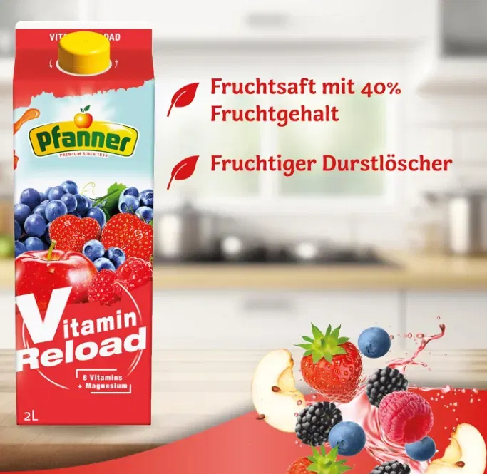 Pfanner Vitamin Reload im Vorratspack 6 x 2 l – rotes Fruchtgetraenk mit 40 Fruchtgehalt – Schnäppchen, Deals Und Rabattcodes Des Tages - Pfanner Vitamin Reload Im Vorratspack