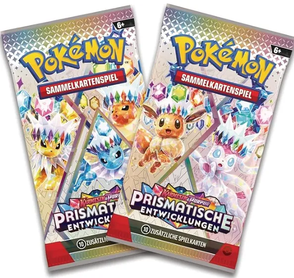 Pokémon-Sammelkartenspiel: Mini-Tin-Box Karmesin & Purpur – Prismatische Entwicklungen (2 Boosterpacks & 1 Münze) für 10,99 € inkl. Prime-Versand (statt 18,00 €)