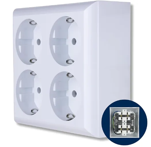 REV Steckdose Aufputz 4fach 110x110x43mm für 4,49 € inkl. Prime-Versand (statt 10,00 €)
