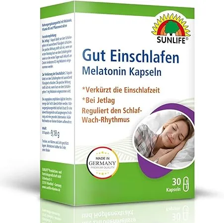 SUNLIFE Melatonin Kapseln hochdosiert – 30 Stück – Melatonin 1mg Kapseln (ideal bei Jetlag) für 2,59€ (Prime)