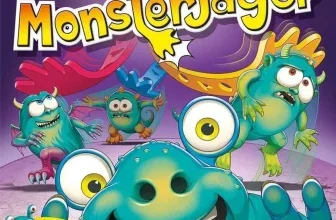 Schachtel des Spiels Monsterjäger mit grünen Monstern und Schmidt Spiele Logo