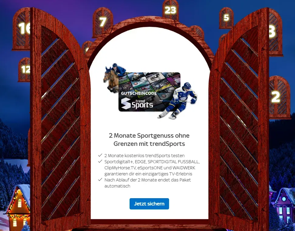 Sky Adventskalender: 2 Monate trendSports gratis (mit Afrika Cup, NASCAR)