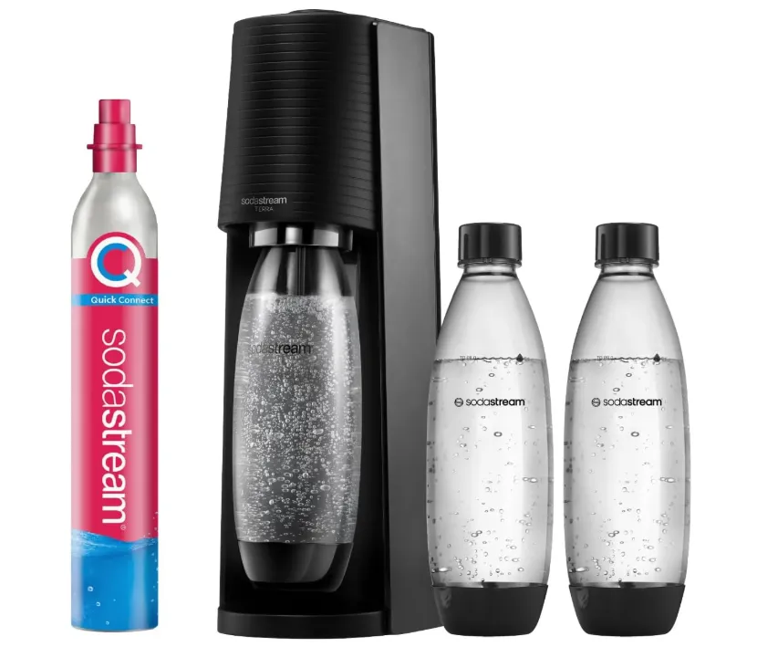 SodaStream Wassersprudler TERRA Promopack (mitQuick-Connect CO2-Zylinder inkl. FUSE Kunststoffflasche) für 64,98 € inkl. Versand (statt 93,34 €)