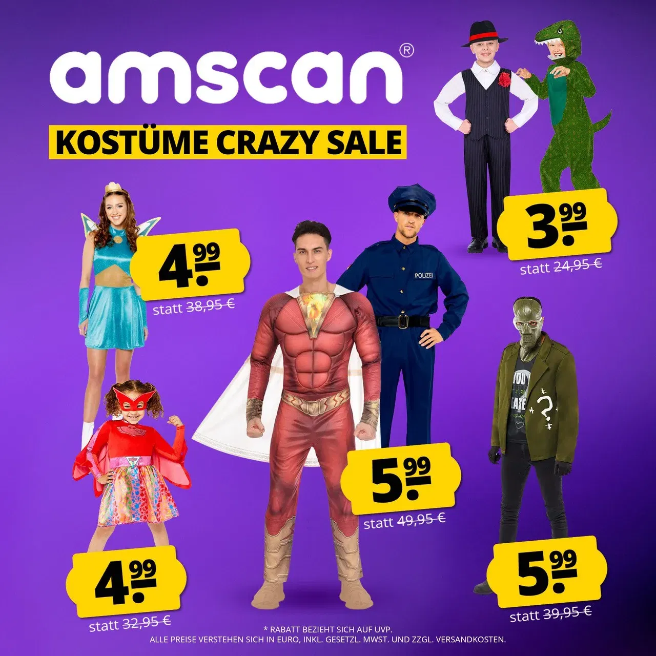 Sportspar amscan Kostüme Crazy Sale – ab 3,99 € zzgl. 4,95 € Versand