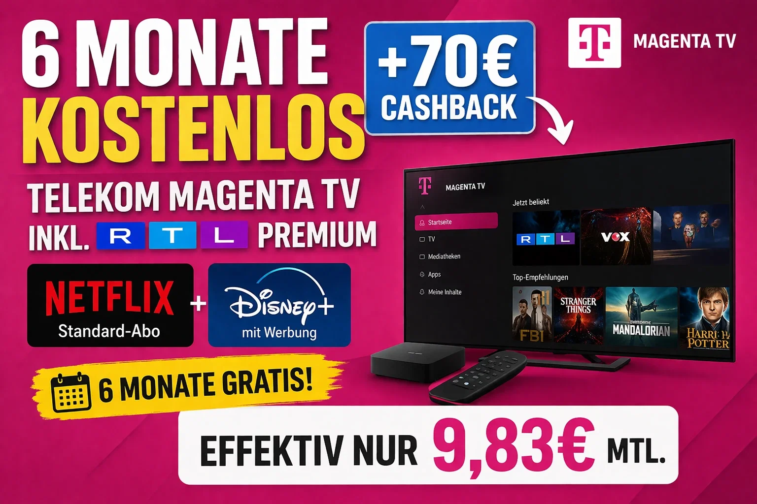 Telekom Magenta TV Smartstream mit Magenta TV One Schnäppchen, Deals und Rabattcodes des Tages - Telekom Magenta TV Smartstream mit Magenta TV One