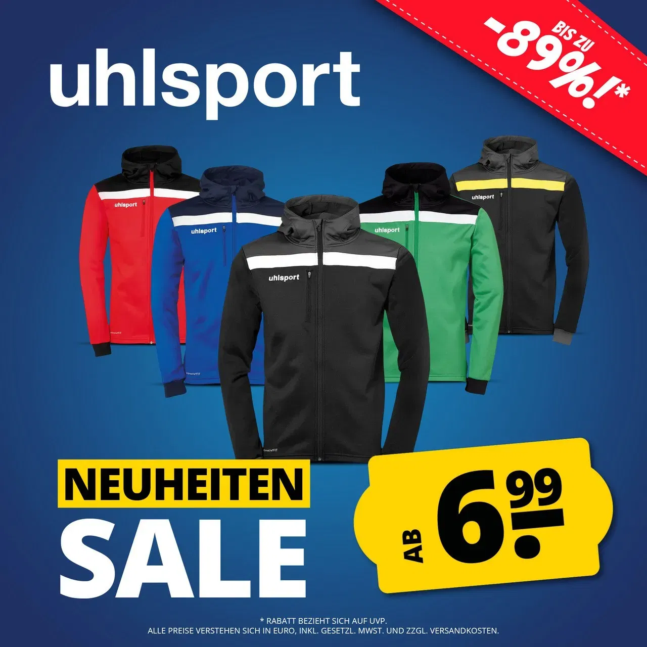 Uhlsport Offense Herren Trainingsjacke (6 Farben, Gr. M bis 5XL) für 11,94 € inkl. Versand