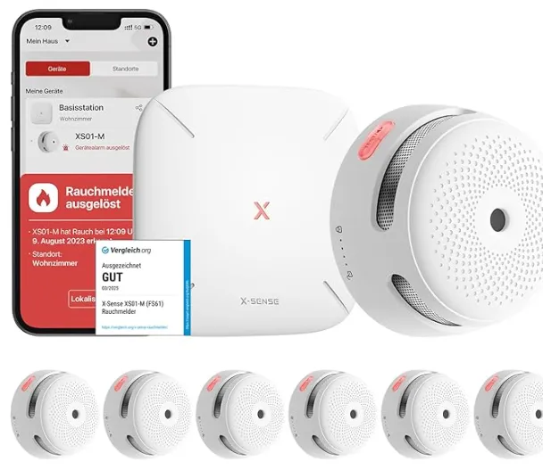X Sense Smart Rauchmelder XS01 M mit SBS50 Basisstation Zertifiziert nach EN 14604 Funkrauchmelder mit WLAN Schnäppchen, Deals Und Rabattcodes Des Tages - X-Sense Smart Rauchmelder Xs01-M