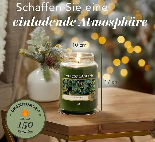 Yankee Candle Duftkerze im Glas (groß) Mistletoe Kerze (bis 150 Std Brenndauer) ab 18,99 € inkl. Prime-Versand (statt 26,00 €)