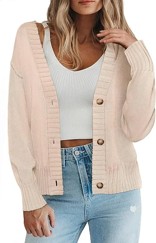 Zeagoo Damen Strickjacke mit Grobstrick & V-Ausschnitt (7 Farben, Gr. S bis XXL) für 13,49 € inkl. Prime-Versand (statt 26,99 €)