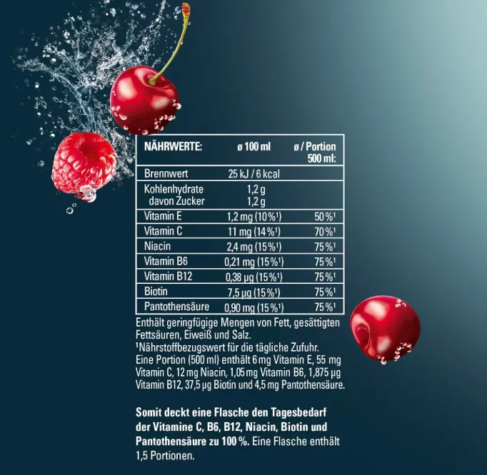 hohes C Vitamin Water Boost Kirsche Himbeere 6 x 750ml mehr Energie mit Multivitamin Komplex Vitamin C B6 B12 B3 B5 B7 Schnäppchen, Deals Und Rabattcodes Des Tages: Hoher C-Vitamin Water Boost Kirsche Himbeere 6 X 750Ml