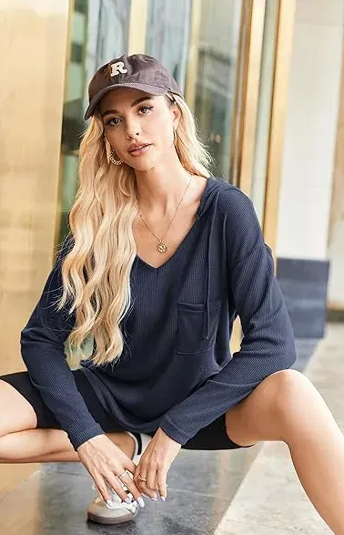 Zeagoo Kapuzenpullover Damen Hoodie Langarm V Ausschnitt (6 Farben, Gr. S bis XL) für 6,37 € inkl. Prime-Versand (statt 12,74 €)