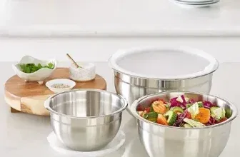 Schnäppchen, Deals und Rabattcodes des Tages - Amazon Basics Rührschüsseln 1.5 quarts Edelstahl 3teiliges Set Silber Weiß