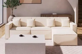 Bessagi Home Wohnlandschaft Milo Weiß Bouclé für 448,95 € inkl. Versand (statt 810,00 €)