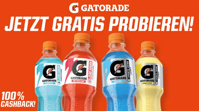 Gatorade gratis testen: Jetzt 100 % Cashback sichern