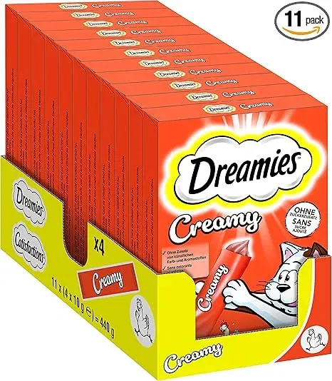 Dreamies Katzenleckerlis Creamy Snacks mit Huhn (44 Portionsbeutel (11 x 4 x 10g)) ab 8,61 € inkl. Prime-Versand (statt 14,00 €)