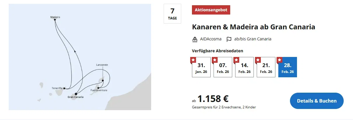 Familienangebote bei AIDA 2026 Guenstig mit Kindern reisen 01 12 2026 07 08 AM Schnäppchen, Deals Und Rabattcodes Des Tages - Familienangebote Bei Aida