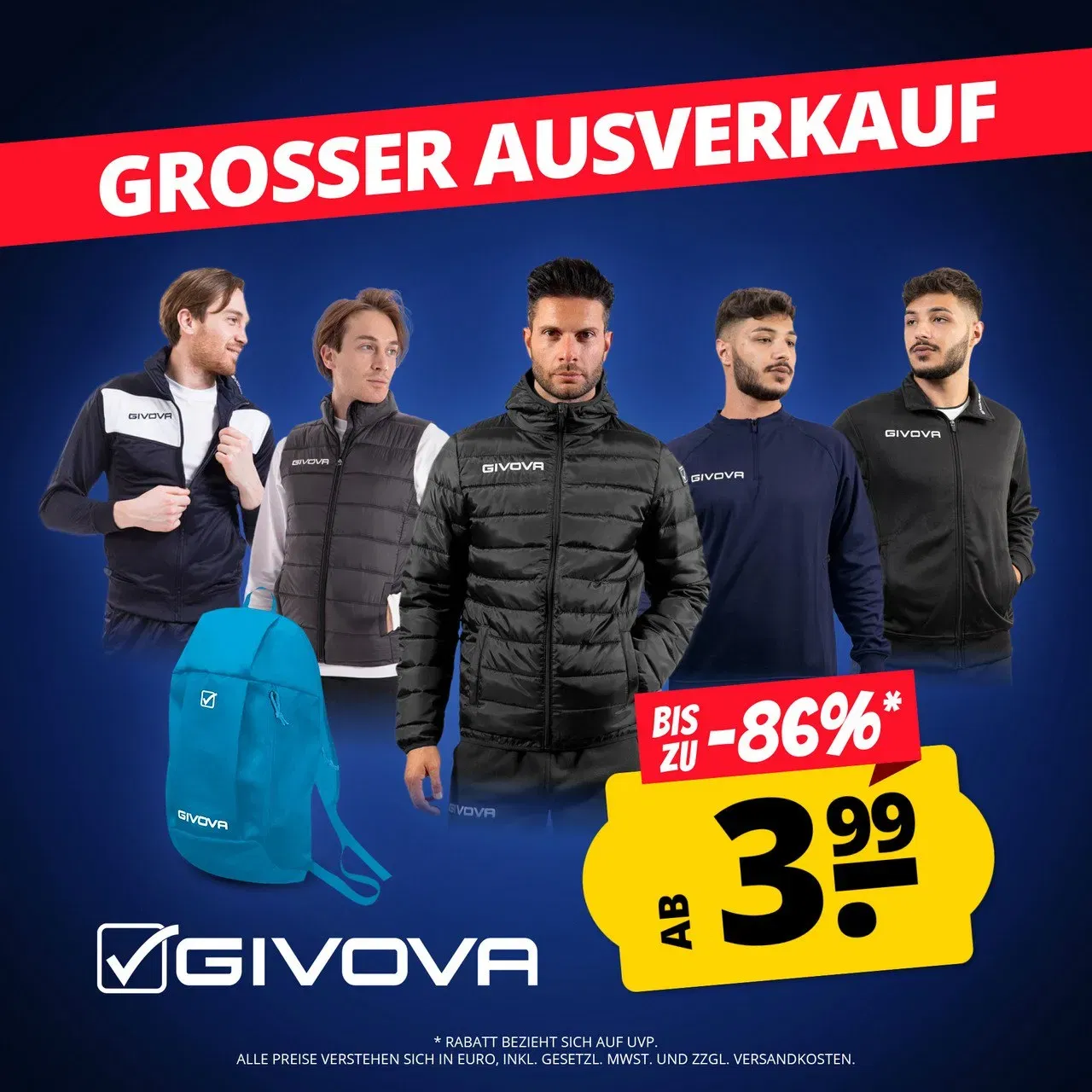 Sportspar Deal: GIVOVA Sportbekleidung ab 3,99 € im großen Lager-Ausverkauf