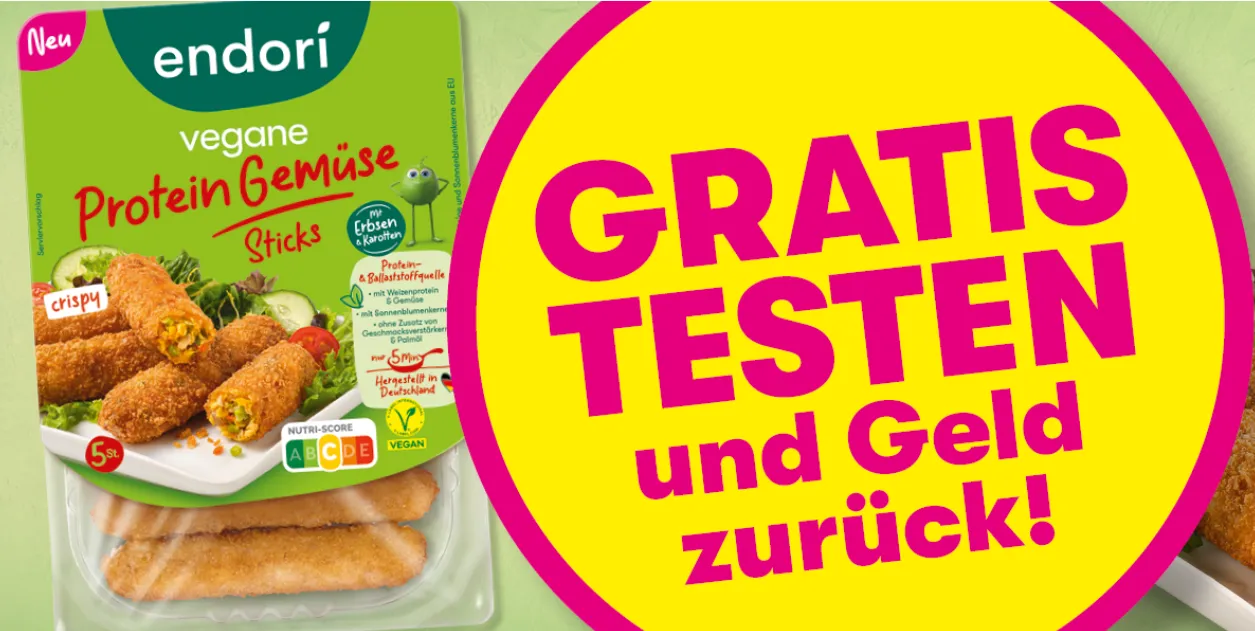 endori Protein Gemüse Sticks gratis testen [max 5.000 Teilnahmen]
