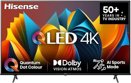 Hisense 65E7NQ 164 cm (65 Zoll) Fernseher, 4K UHD, QLED, HDR10, HDR10+ decoding, HLG, Dolby Vision Atmos, 60Hz für 439,99 €