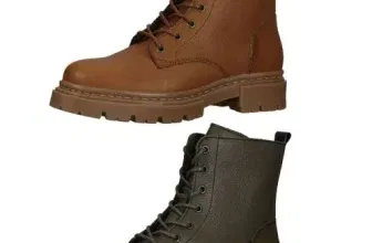 Schnäppchen, Deals und Rabattcodes des Tages: Hochwertige BULLBOXER Stiefelette Schnürschuhe für Damen in Khaki oder Braun