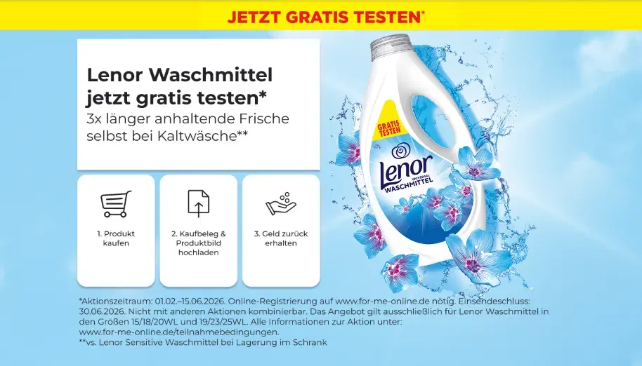Lenor Waschmittel gratis testen dank Cashback