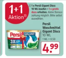Persil GIGANT Discs 10WL kaufen + 1 Packung Gratis – Rossmann ( Mit App Coupon 2,25€ effektiv pro Packung)
