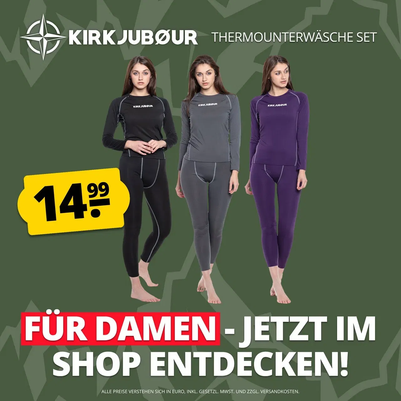 KIRKJUBØUR Hafjall Damen Thermounterwäsche Set 2-teilig (3 Farben, Gr. S bis XL) für 19,94 € inkl. Versand