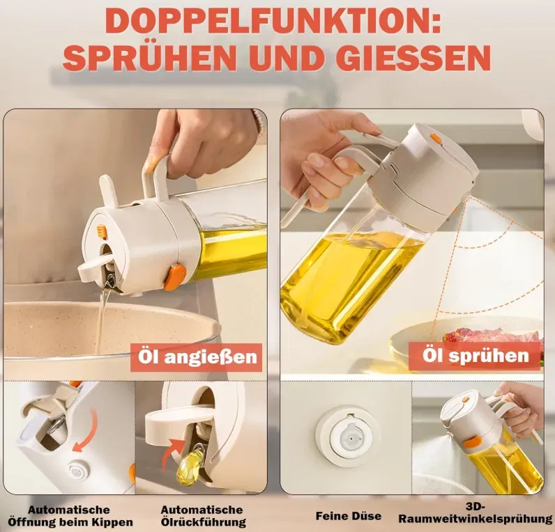 Ölsprüher für Speiseöl (Gelb) Olivenöl – 2-in-1 (530ml,) für 3,75 € inkl. Prime-Versand (statt 14,99 €)