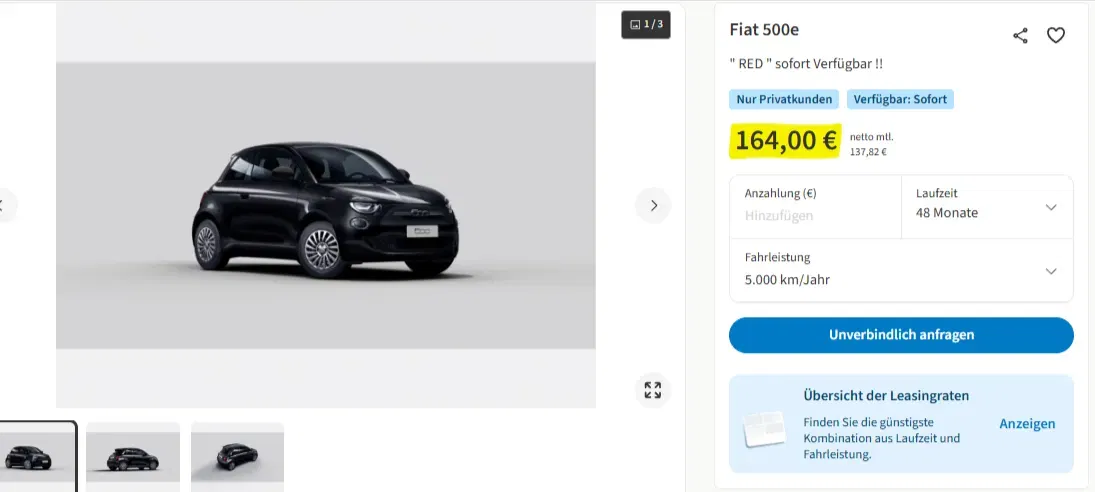 Schnäppchen, Deals Und Rabattcodes Des Tages: Leasing-Angebot Fiat 500E