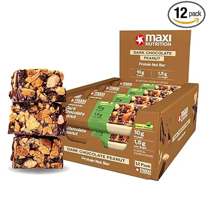 MaxiNutrition Dark Chocolate Peanut Nussriegel vegan (12x46g) ab 15,09 € inkl. Prime-Versand (statt 20,62 €)