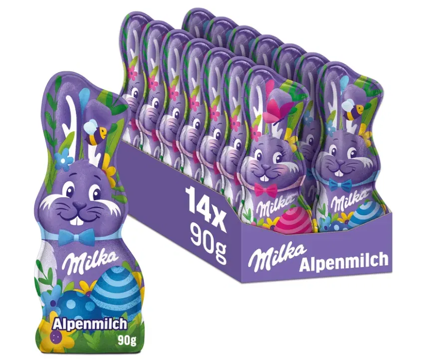 Milka Mein Lieblingsschmunzelhase Alpenmilch in zwei liebevollen Designs (14x90g) für 21,87 € inkl. Prime-Versand (statt 46,00 €)