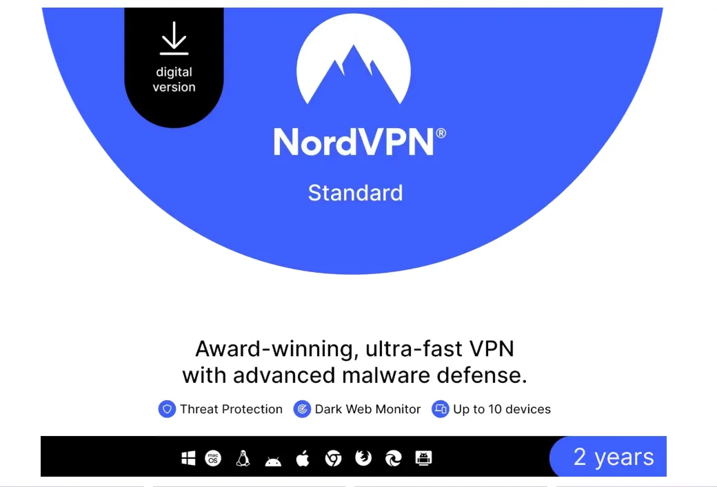 NordVPN Standard (Abonnement 2 Jahre 10 Geräte) für 49,95 € inkl. Versand (statt 81,36 €)