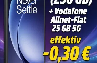 Gomibo: OnePlus 15R (256 GB) + Vodafone Allnet-Flat 25 GB 5G für 29,99 € / Monat + 59,00 € einmalig