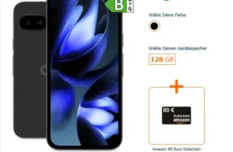 Google Pixel 9a für 1€ + Vodafone Allnet 50GB für 19,99€ mtl. + 80€ Amazon Gutschein