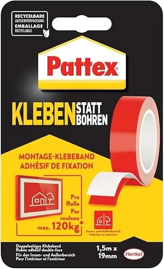 Pattex Kleben statt Bohren Klebeband ab 3,59 € inkl. Prime-Versand
