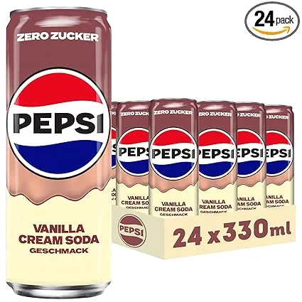 Pepsi Zero Zucker Vanilla Cream Soda (24x330ml) für 16,99 € inkl. Prime-Versand zzgl. Pfand (statt 47,76 €)