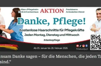 Pflegekräfte erhalten kostenlosen Haarschnitt in München - Winteraktion